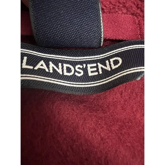 Lands' End Women's Fleece Pullover Top Burgundy Floral 1/4 Zip Polyester Size S - Picture 3 of 9